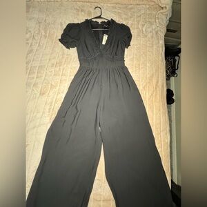 Trixxi Black Jumpsuit with Baby Ruffle Trim